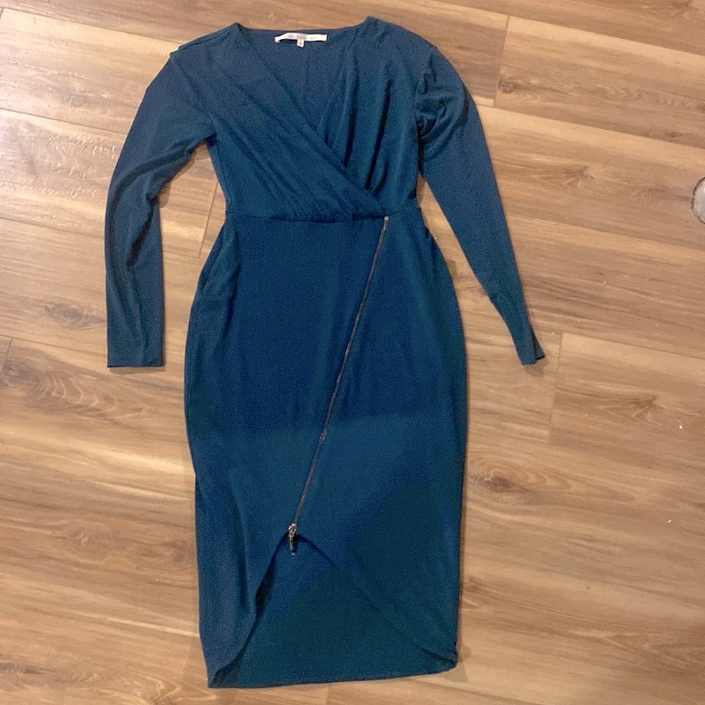 RACHEL Rachel Roy Teal Wrap Zip Dress
